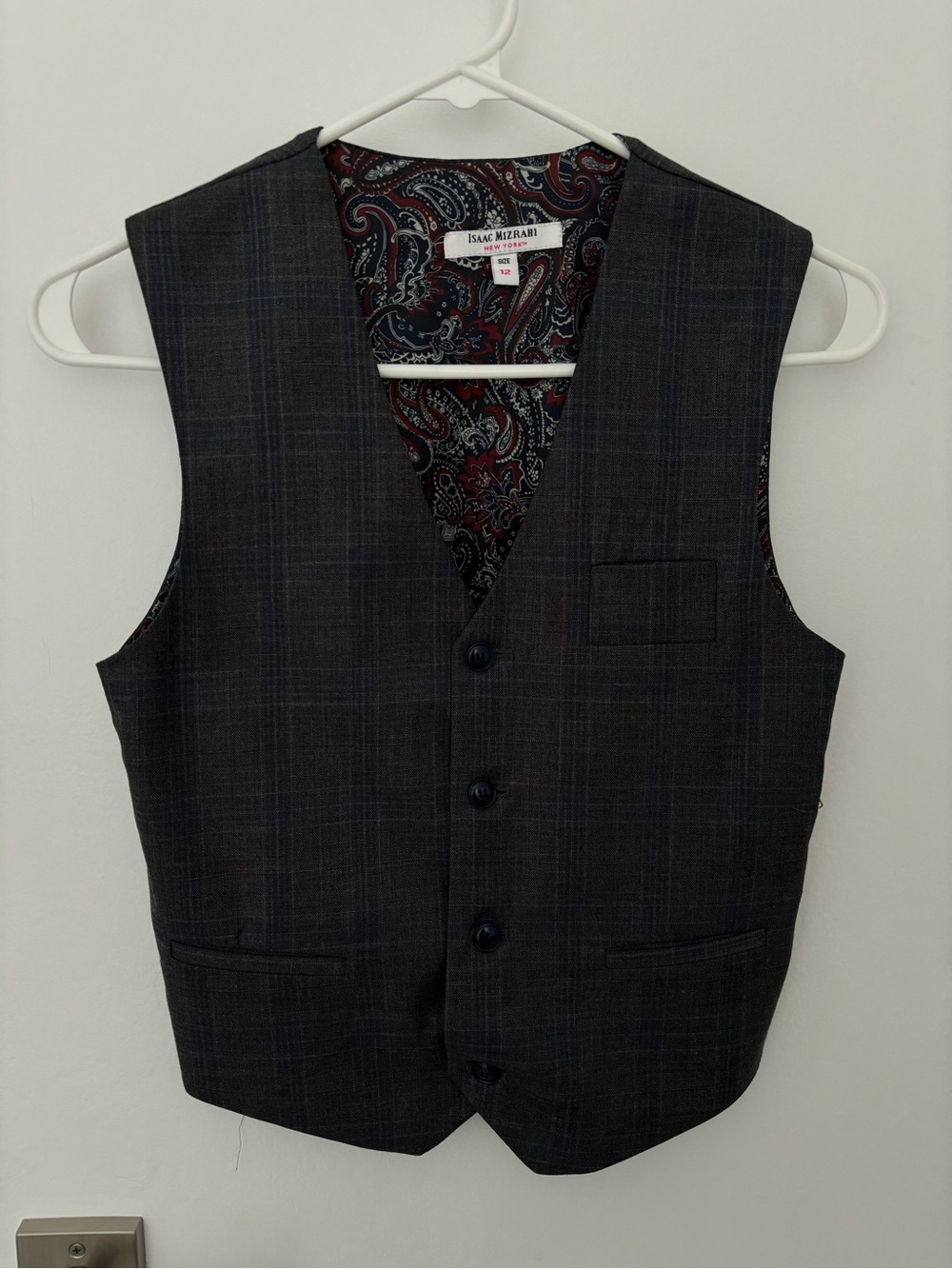 Isaac Mizrahi Gray Vest with Paisley Lining